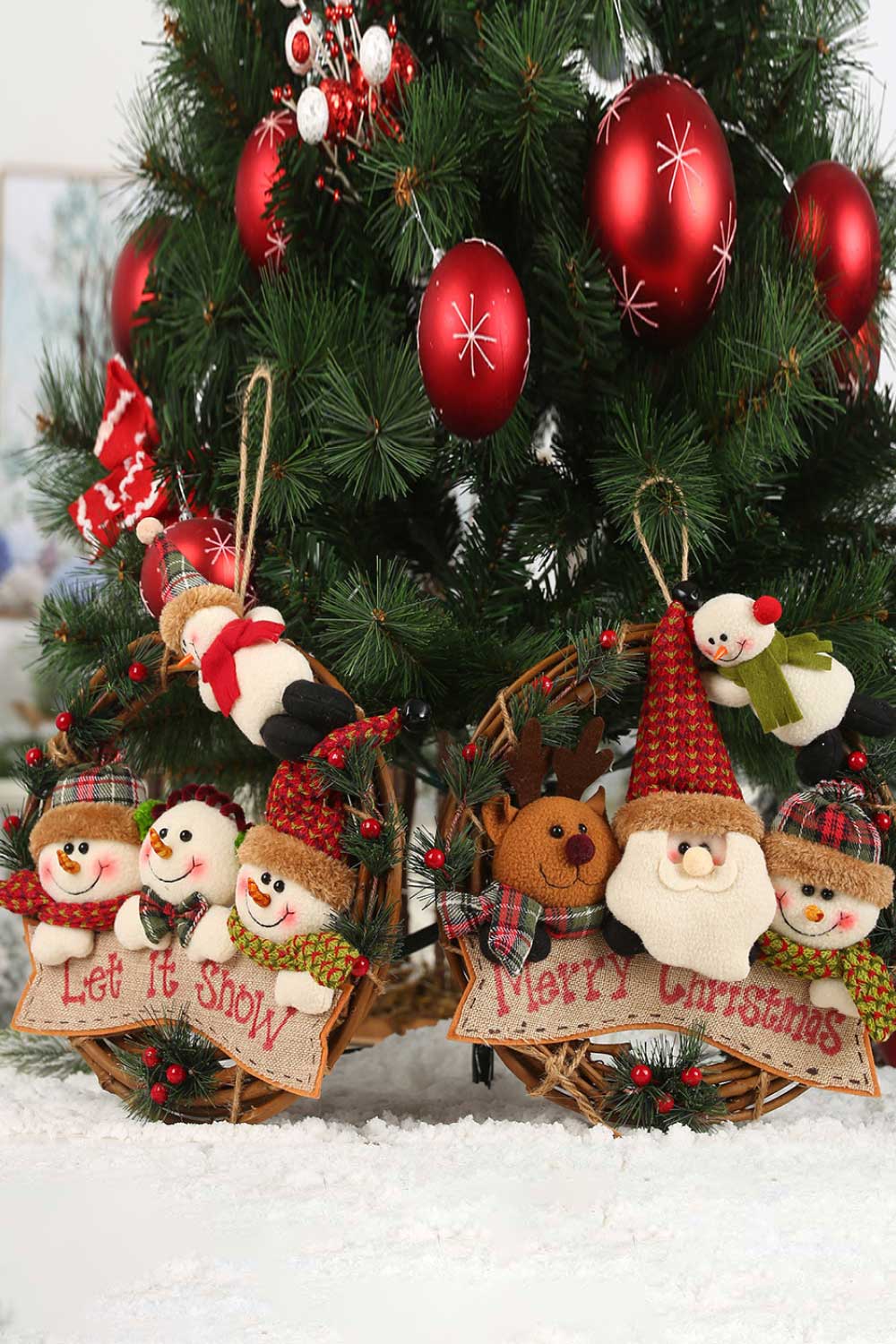 Christmas Element Rattan Wreath Ornaments - Runway Regalia