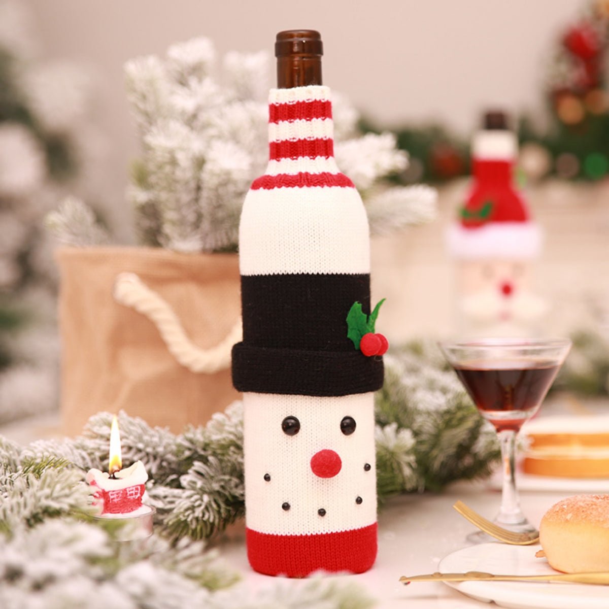 Christmas Knit Wine Bottle Cover - Runway Regalia