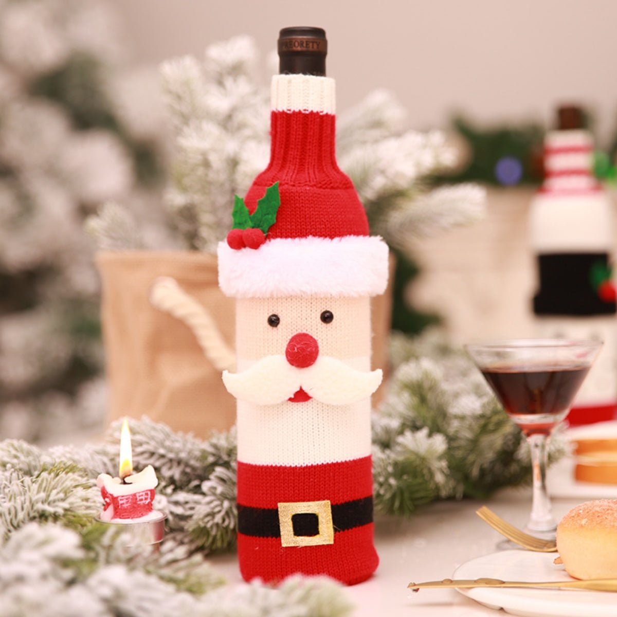 Christmas Knit Wine Bottle Cover - Runway Regalia