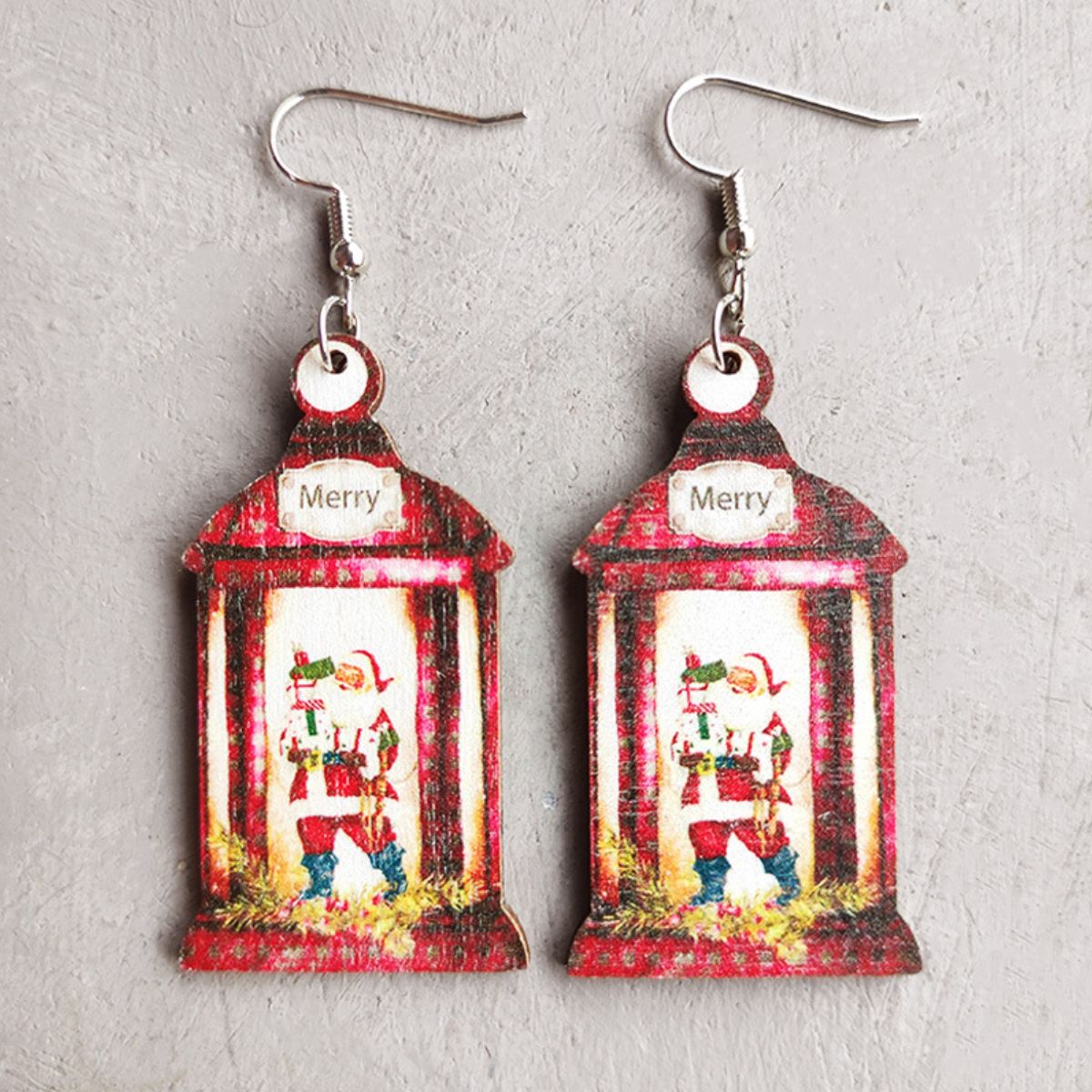 Christmas Themed Wood Dangle Earrings - Runway Regalia