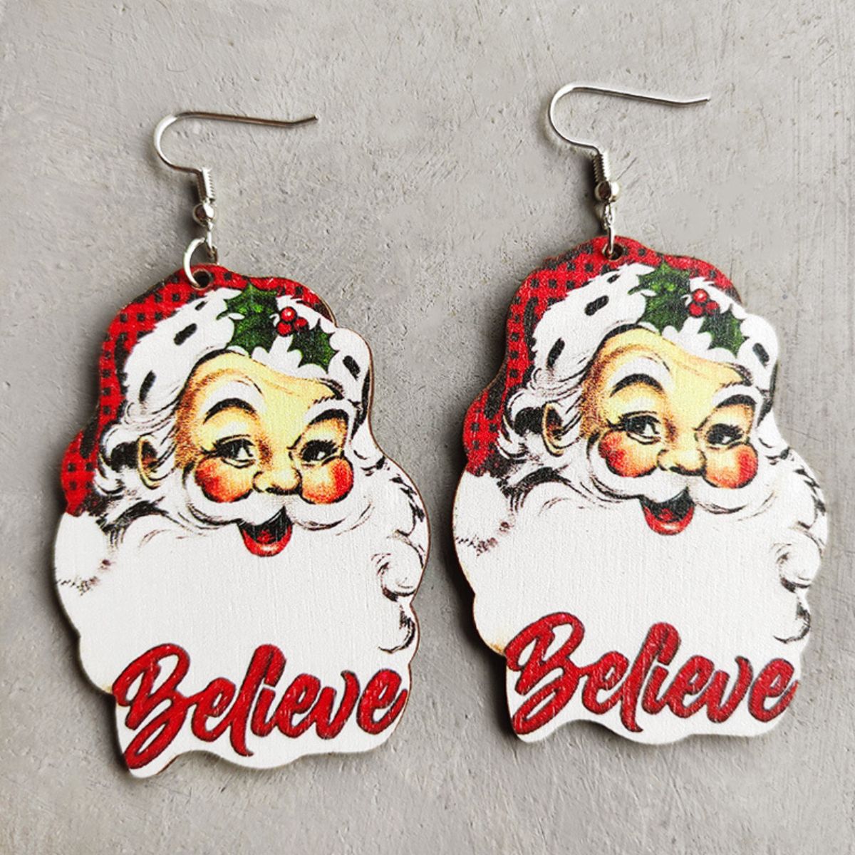 Christmas Themed Wood Dangle Earrings - Runway Regalia