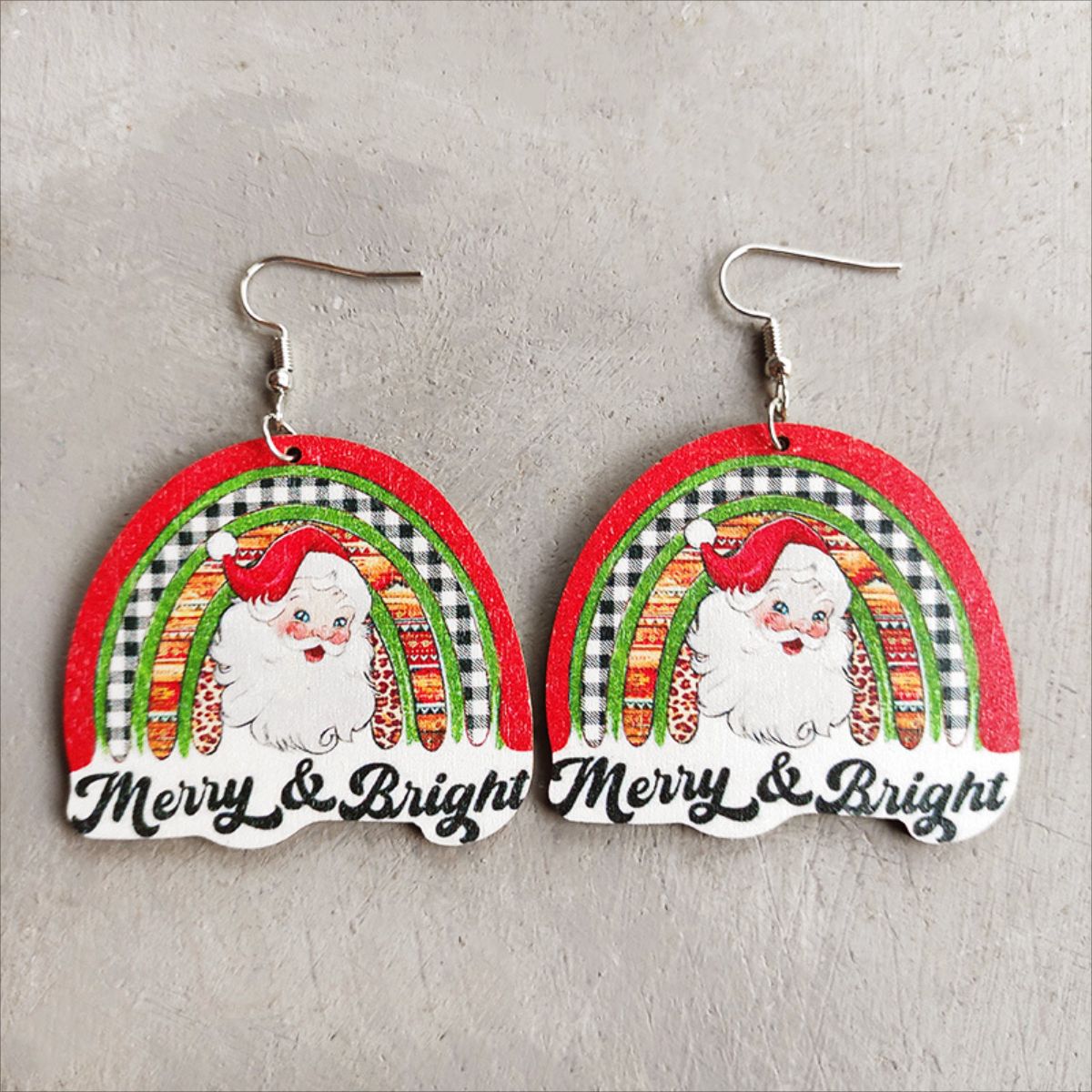 Christmas Themed Wood Dangle Earrings - Runway Regalia