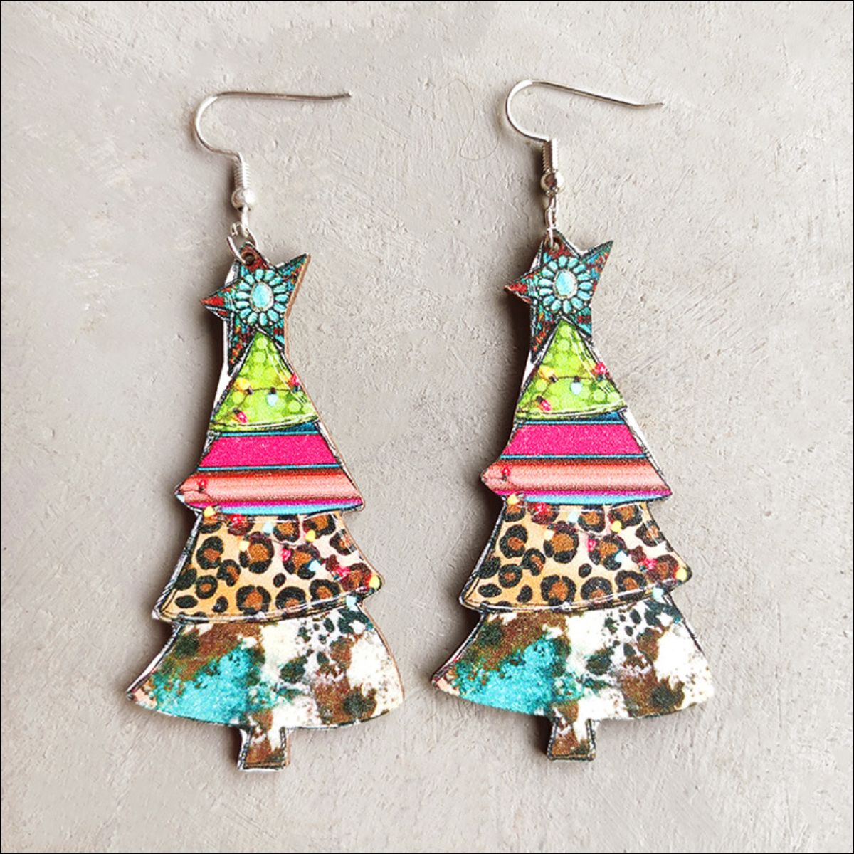 Christmas Themed Wood Dangle Earrings - Runway Regalia