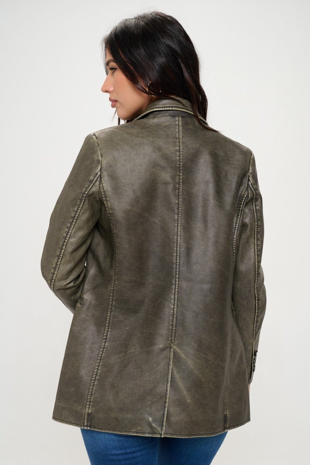 Coalition LA Single - Breasted Vegan Leather Blazer - Runway Regalia