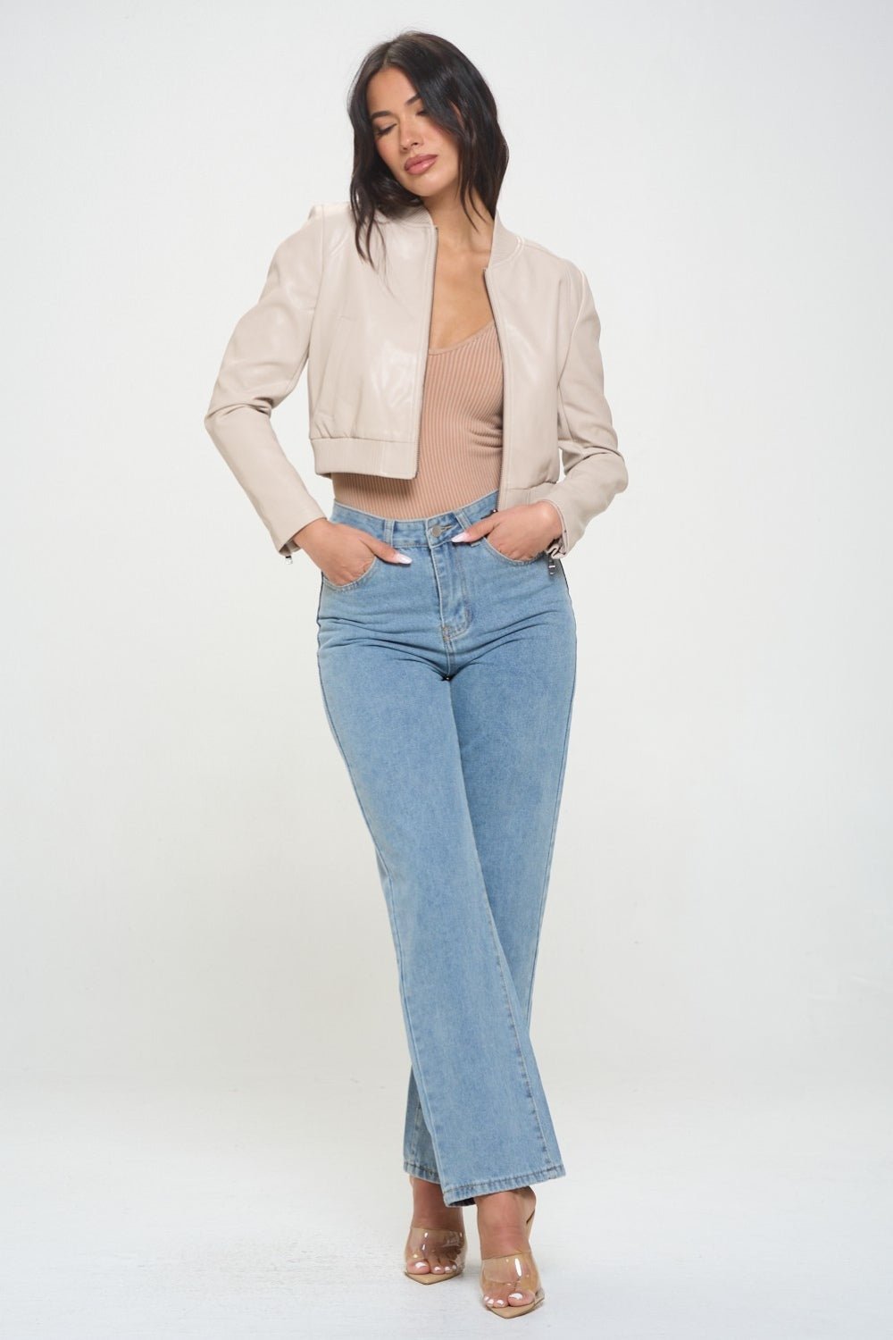 Coalition LA Zip Up Cropped Bomber Jacket - Runway Regalia