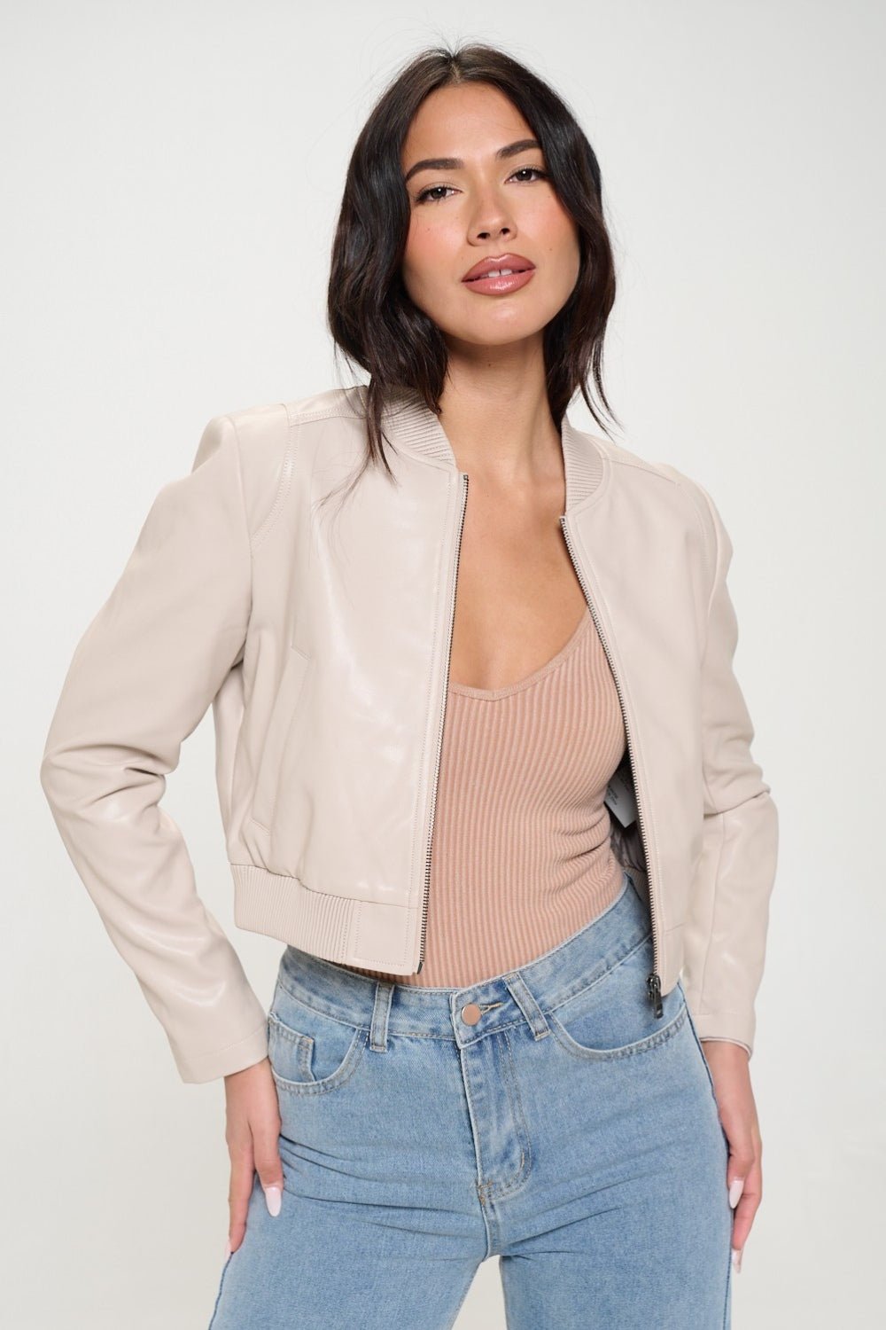 Coalition LA Zip Up Cropped Bomber Jacket - Runway Regalia