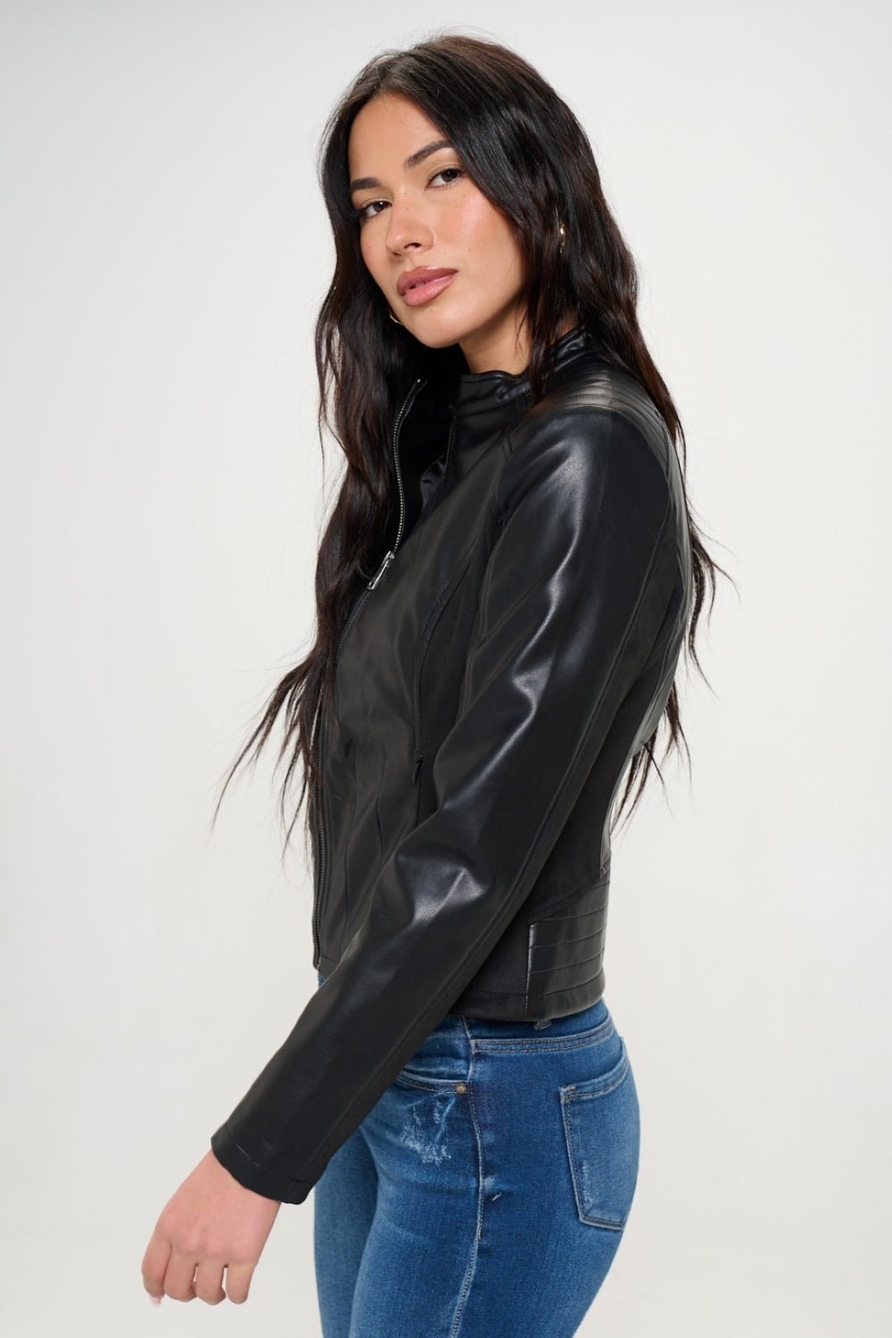 Coalition LA Zip Up Vegan Moto Jacket - Runway Regalia