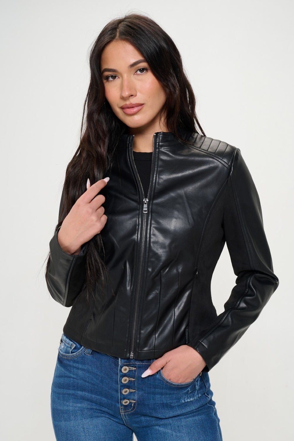 Coalition LA Zip Up Vegan Moto Jacket - Runway Regalia