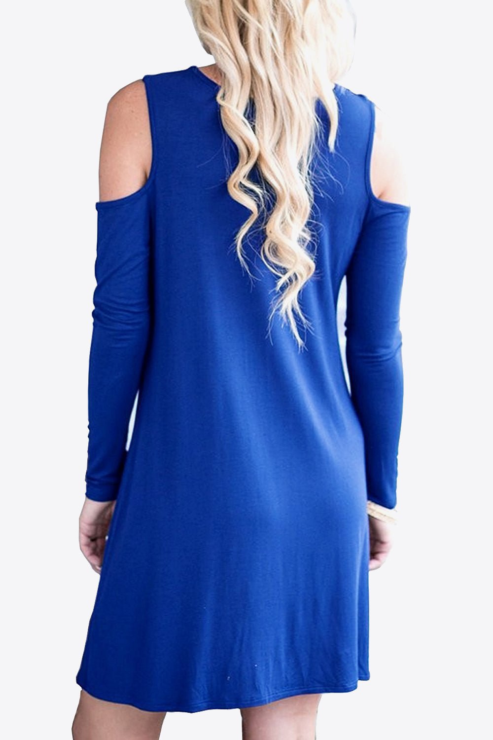 Cold - Shoulder Long Sleeve Round Neck Dress - Runway Regalia