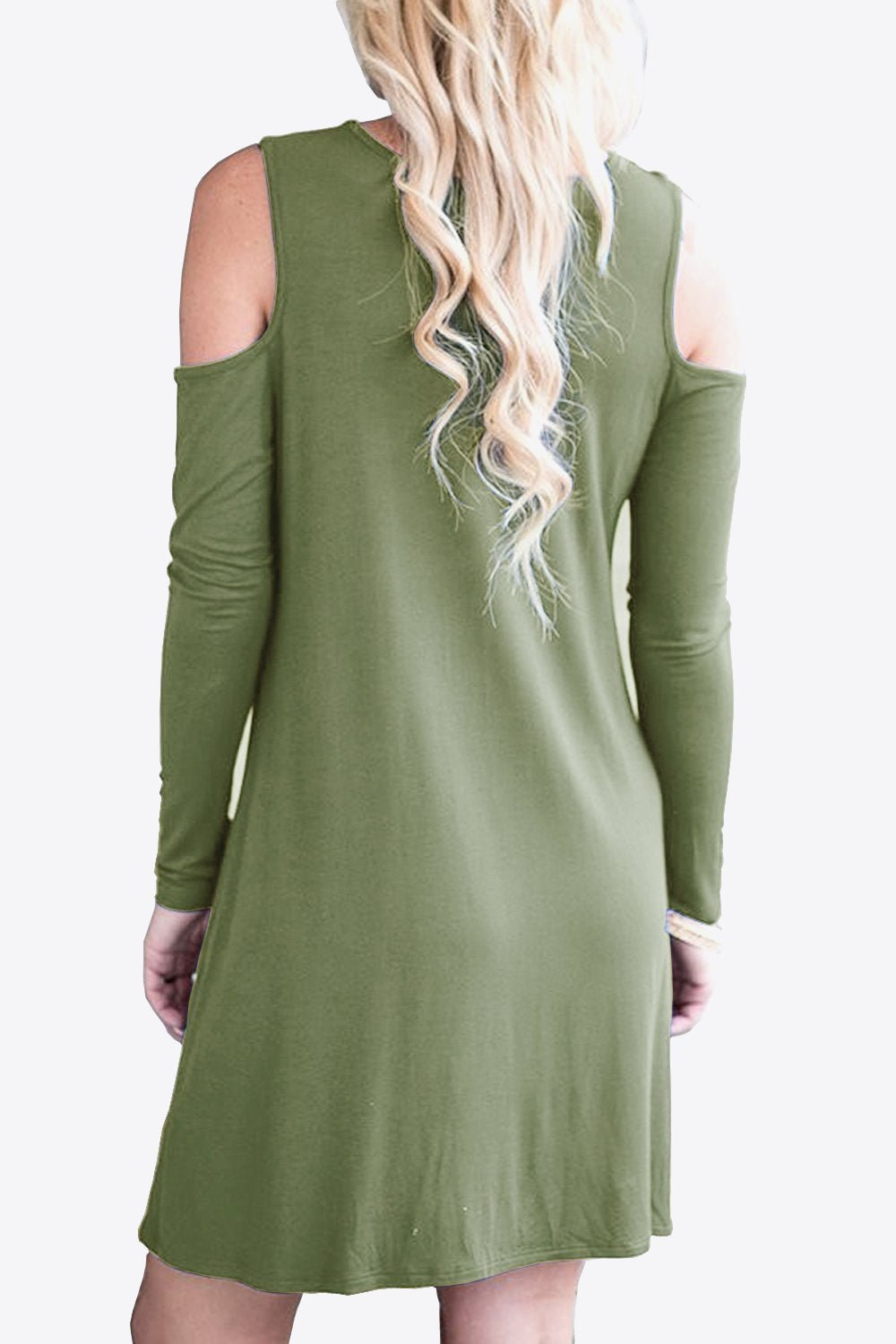 Cold - Shoulder Long Sleeve Round Neck Dress - Runway Regalia