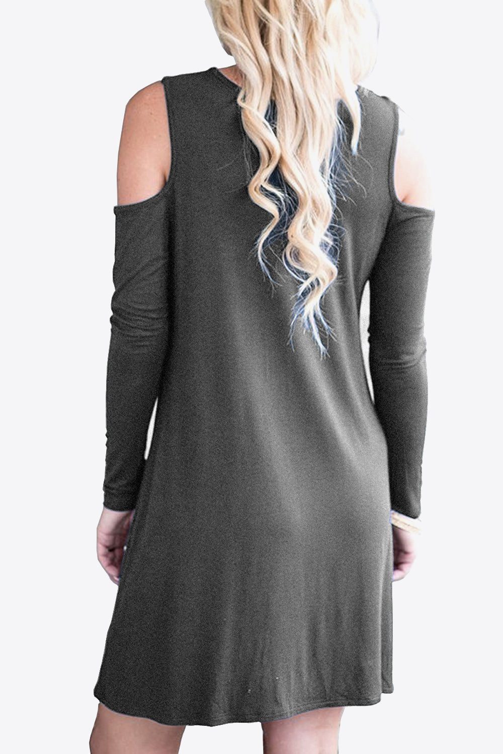 Cold - Shoulder Long Sleeve Round Neck Dress - Runway Regalia