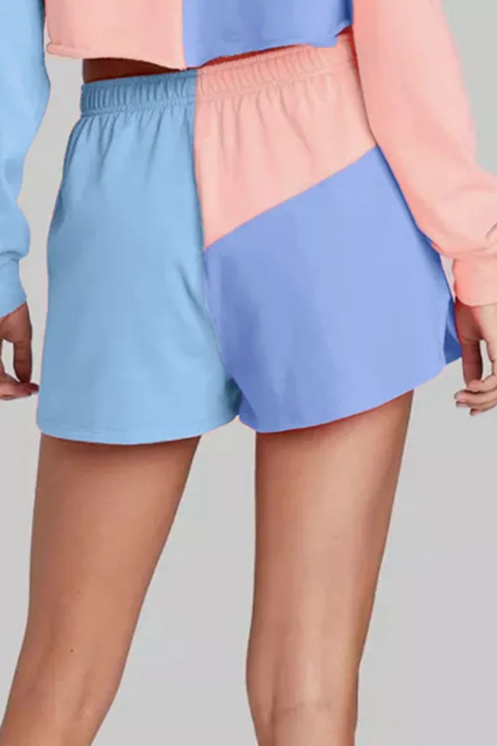 Color Block Round Neck Top and Shorts Set - Runway Regalia