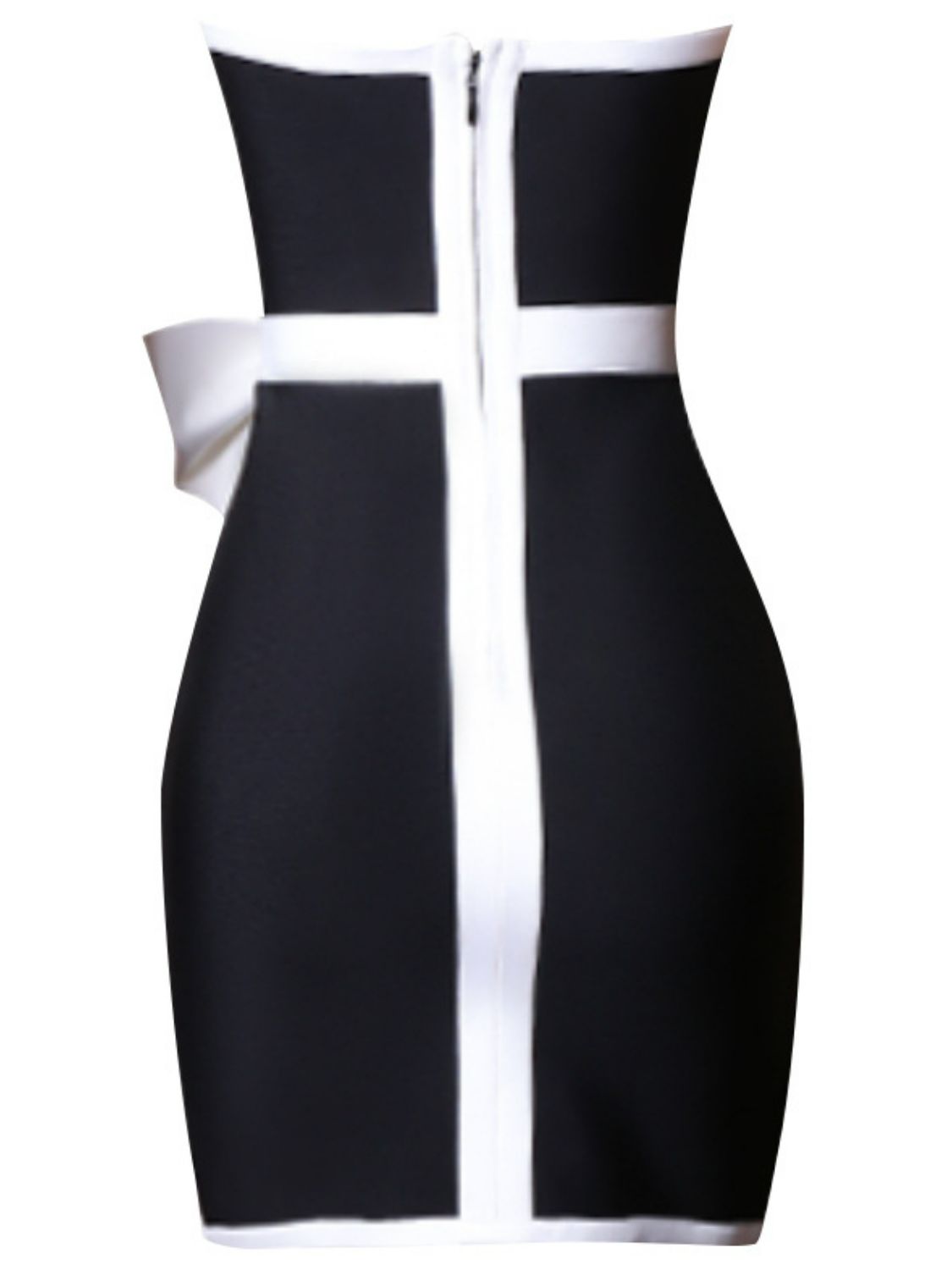 Contrast Strapless Bow Detail Mini Dress - Runway Regalia