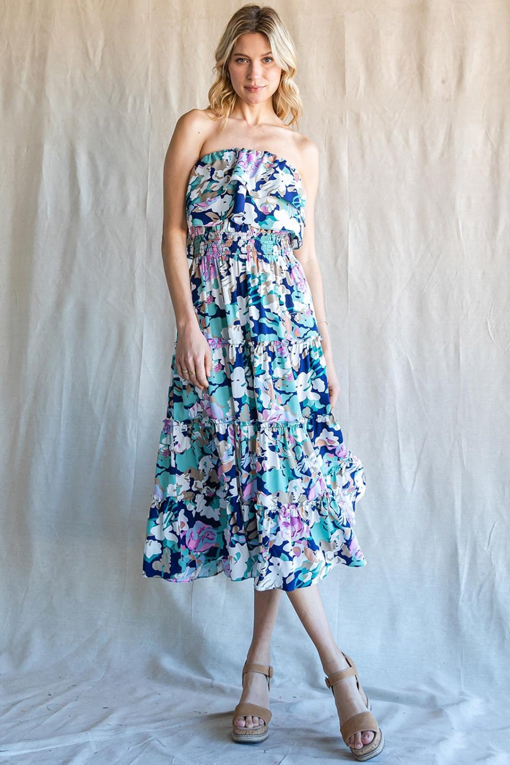 Cotton Bleu by Nu Label Ruffled Floral Midi Dress - Runway Regalia