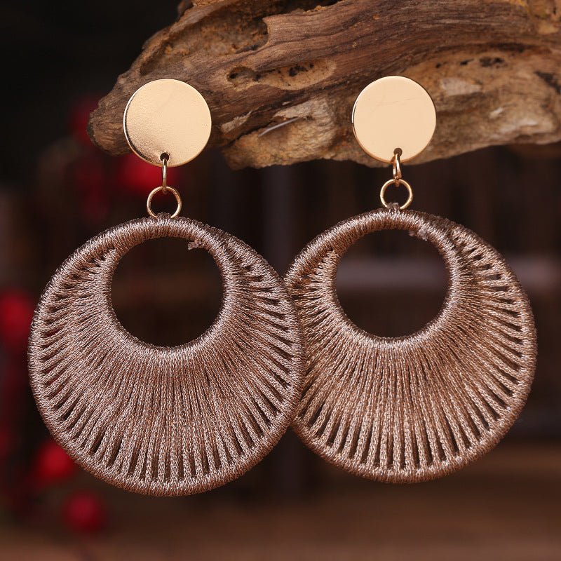 Cotton Cord Geometric Drop Earrings - Runway Regalia