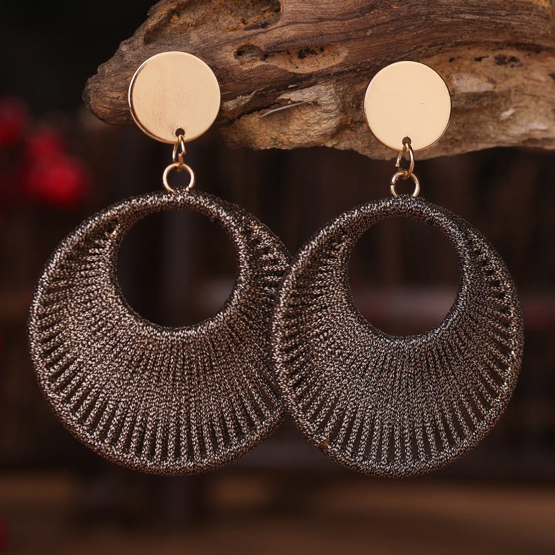 Cotton Cord Geometric Drop Earrings - Runway Regalia