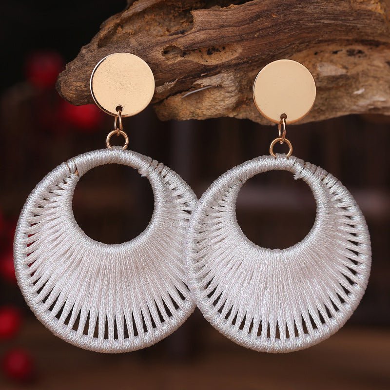 Cotton Cord Geometric Drop Earrings - Runway Regalia