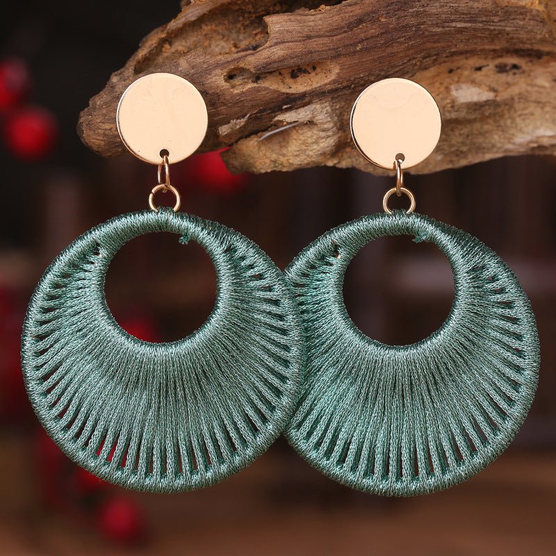 Cotton Cord Geometric Drop Earrings - Runway Regalia