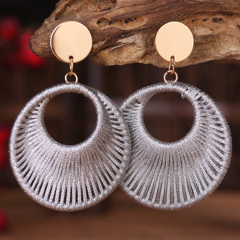 Cotton Cord Geometric Drop Earrings - Runway Regalia