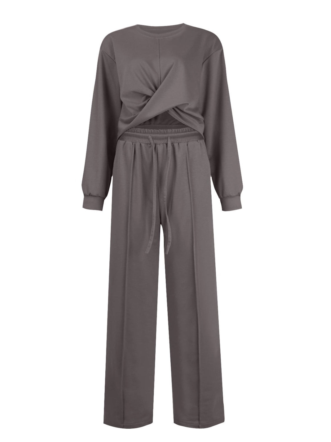 Crisscross Round Neck Top and Drawstring Pants Set - Runway Regalia