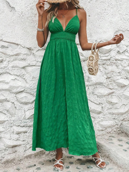 Crisscross V - Neck Maxi Cami Dress - Runway Regalia