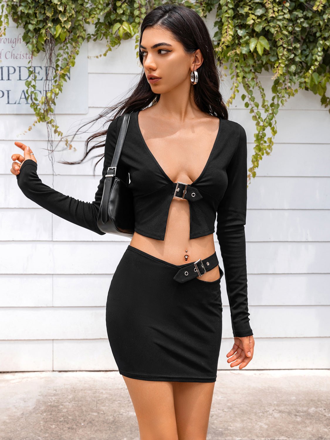 Cropped Top and Cutout Skirt Set - Runway Regalia