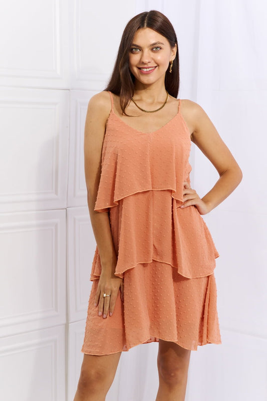 Culture Code By The River Full Size Cascade Ruffle Style Cami Dress in Sherbet - Runway Regalia