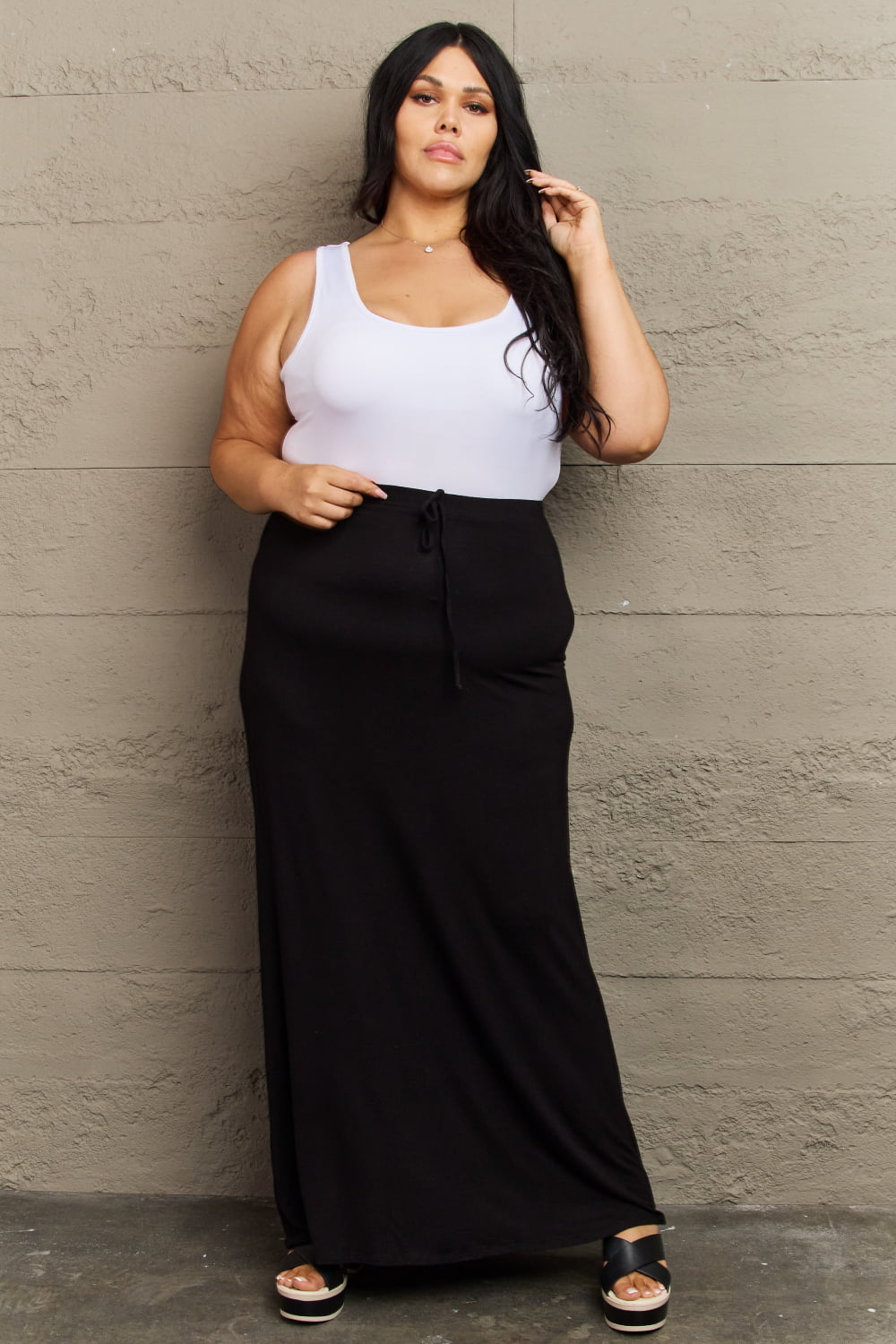 Culture Code For The Day Full Size Flare Maxi Skirt in Black - Runway Regalia