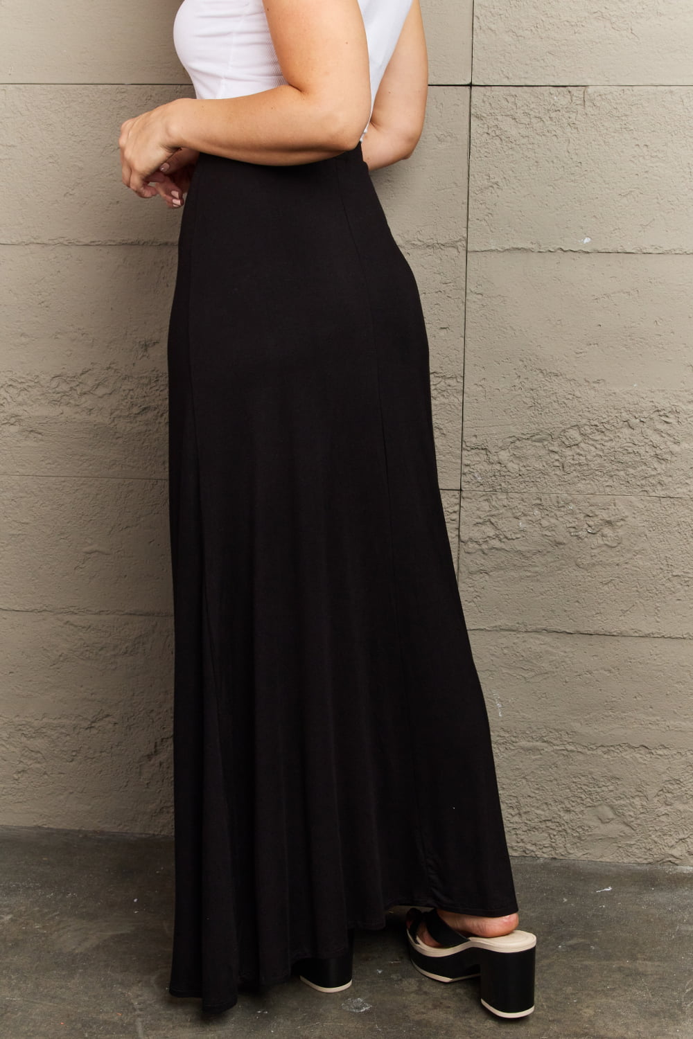 Culture Code For The Day Full Size Flare Maxi Skirt in Black - Runway Regalia