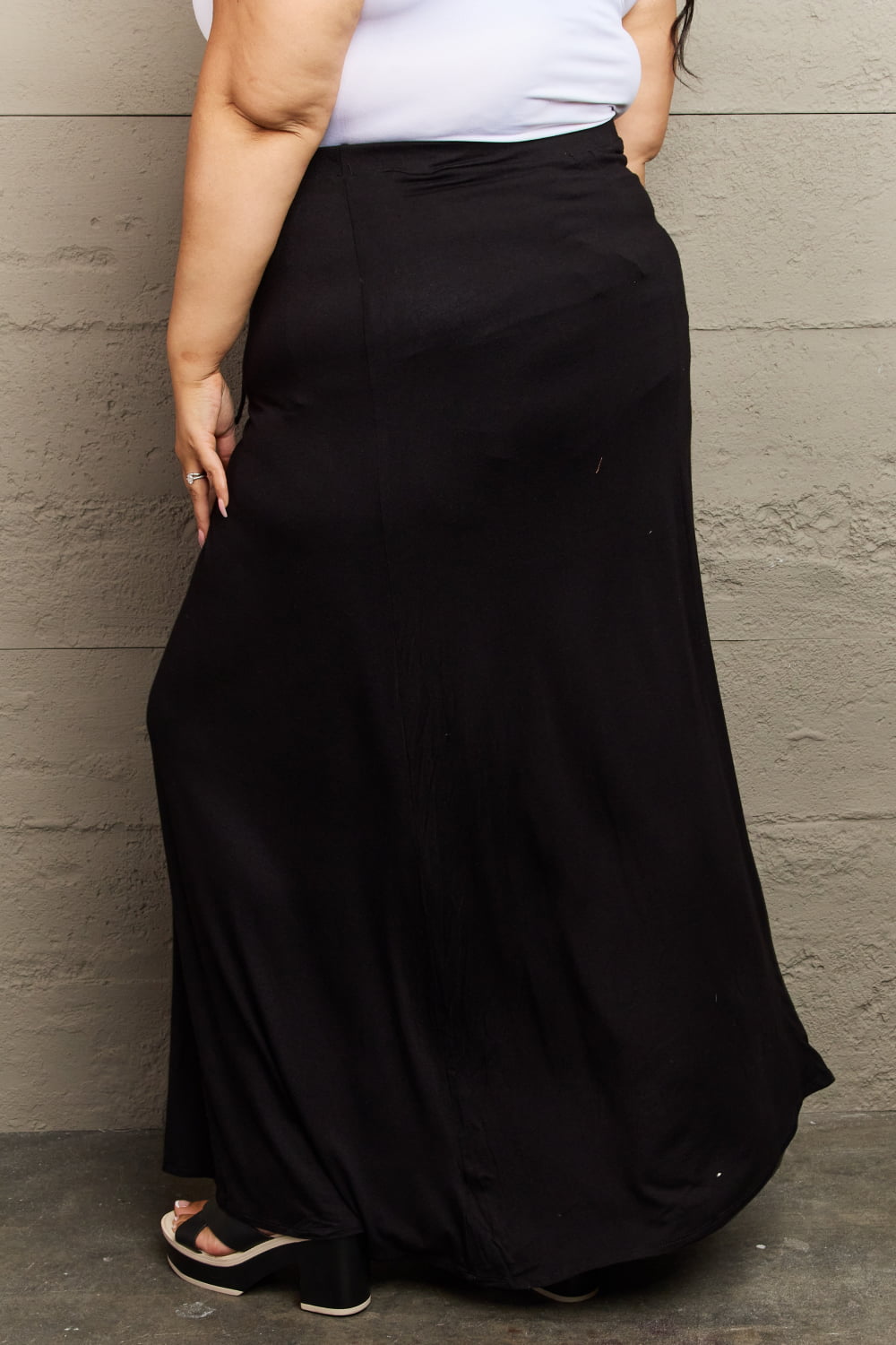 Culture Code For The Day Full Size Flare Maxi Skirt in Black - Runway Regalia