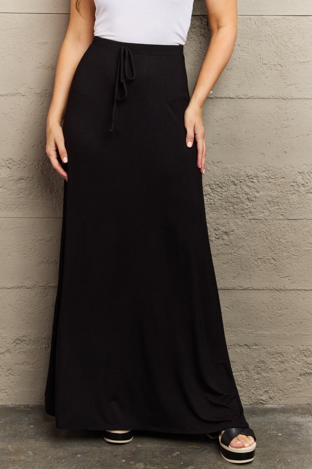 Culture Code For The Day Full Size Flare Maxi Skirt in Black - Runway Regalia