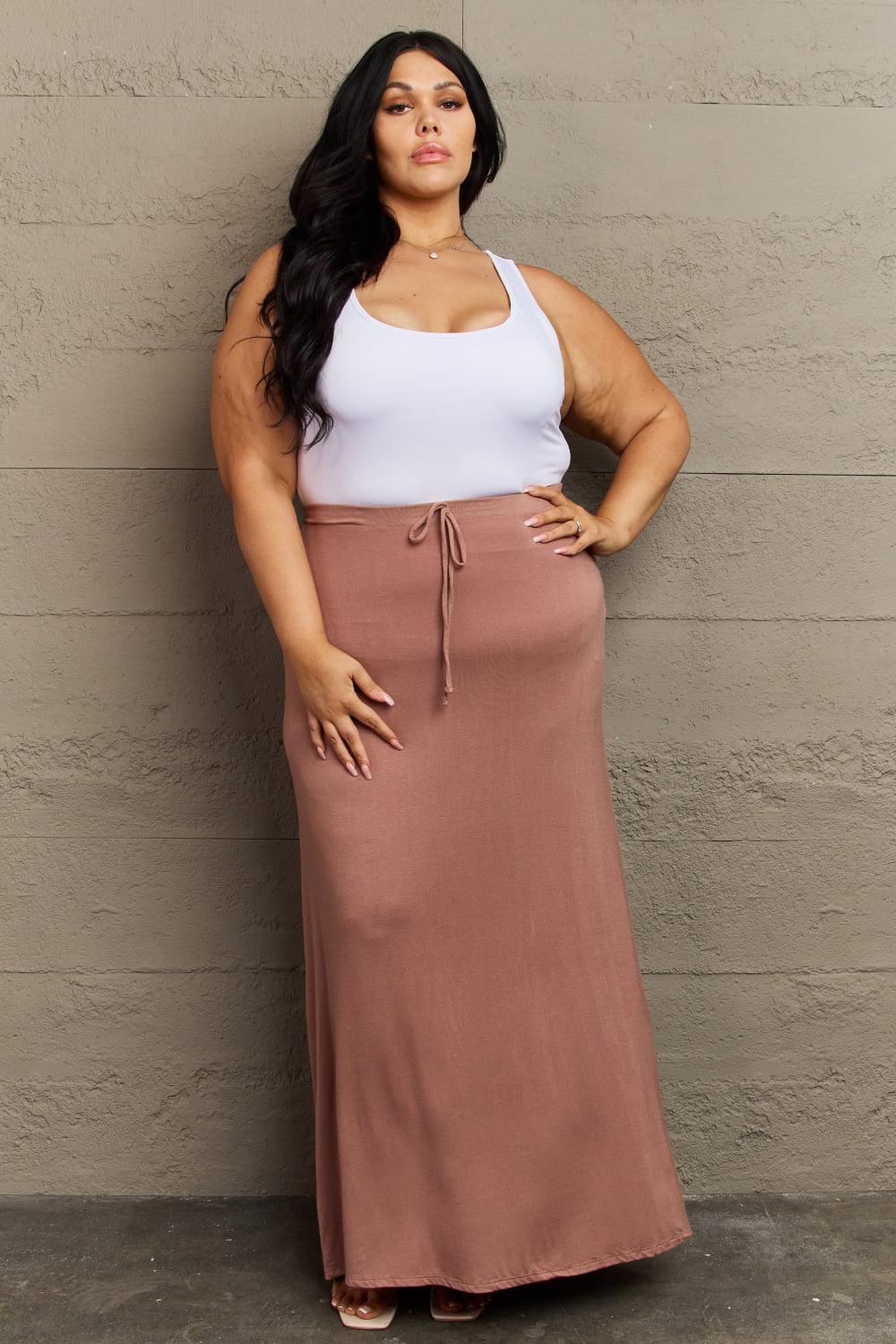 Culture Code For The Day Full Size Flare Maxi Skirt in Chocolate - Runway Regalia