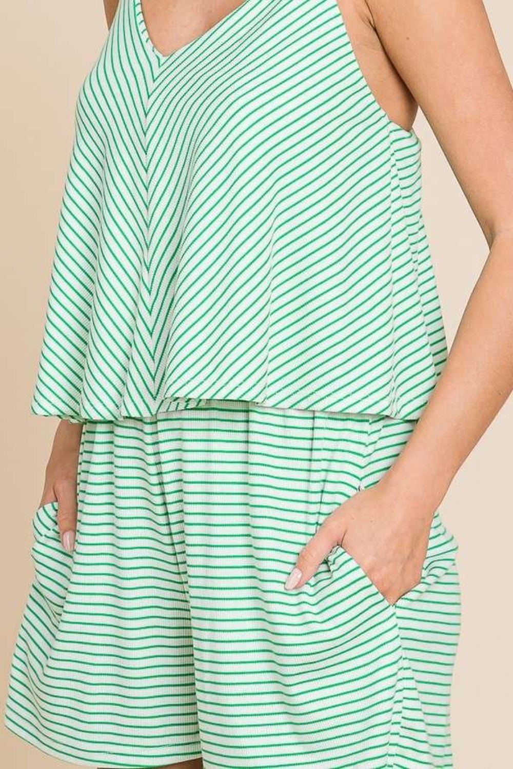 Culture Code Full Size Double Flare Striped Romper - Runway Regalia