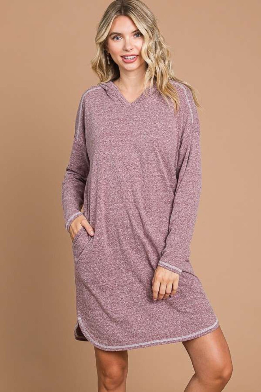 Culture Code Full Size Hooded Long Sleeve Sweater Dress - Runway Regalia