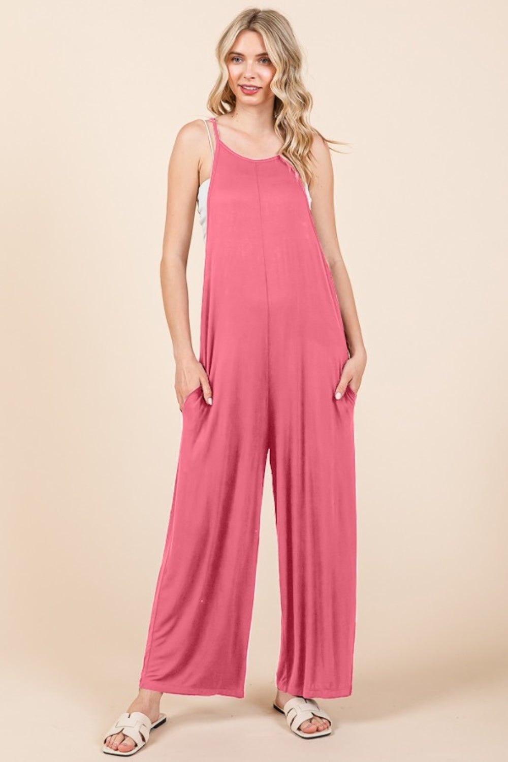 Culture Code Full Size Sleeveless Wide Leg Jumpsuit with Pockets - Runway Regalia