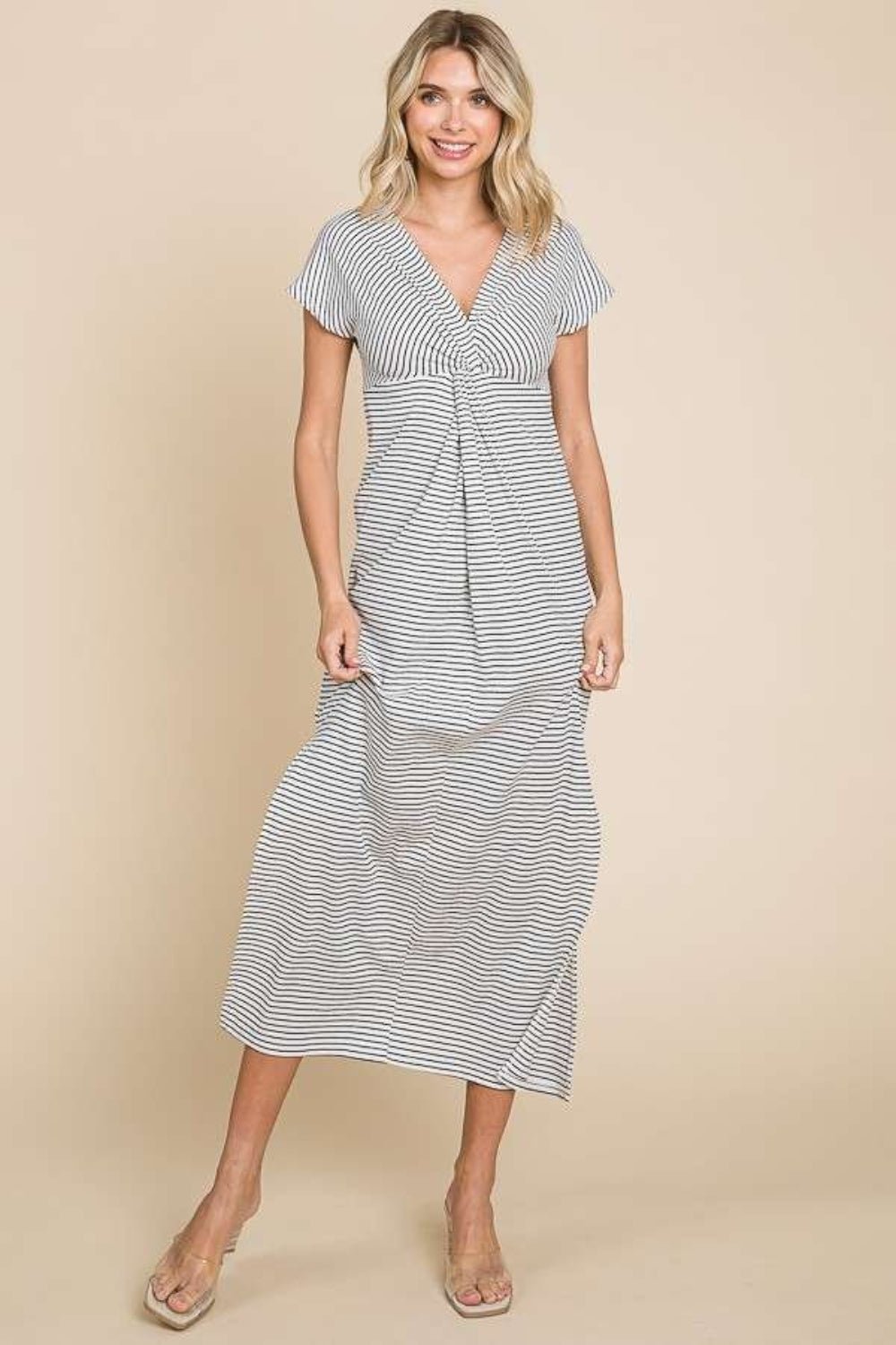 Culture Code Full Size Striped Twisted Detail Dress - Runway Regalia