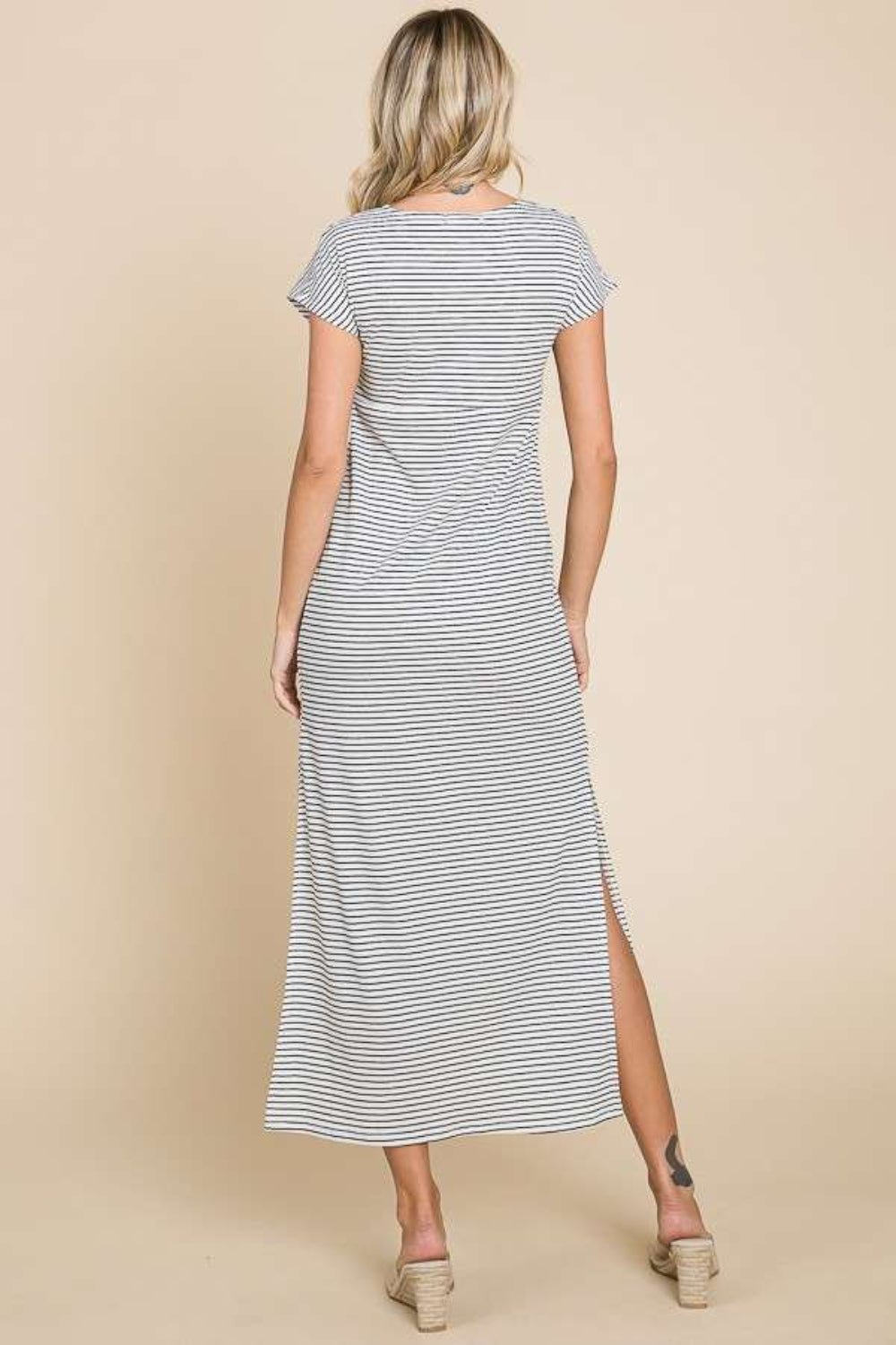 Culture Code Full Size Striped Twisted Detail Dress - Runway Regalia