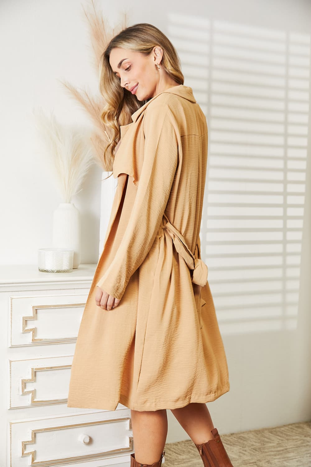 Culture Code Full Size Tied Trench Coat with Pockets - Runway Regalia