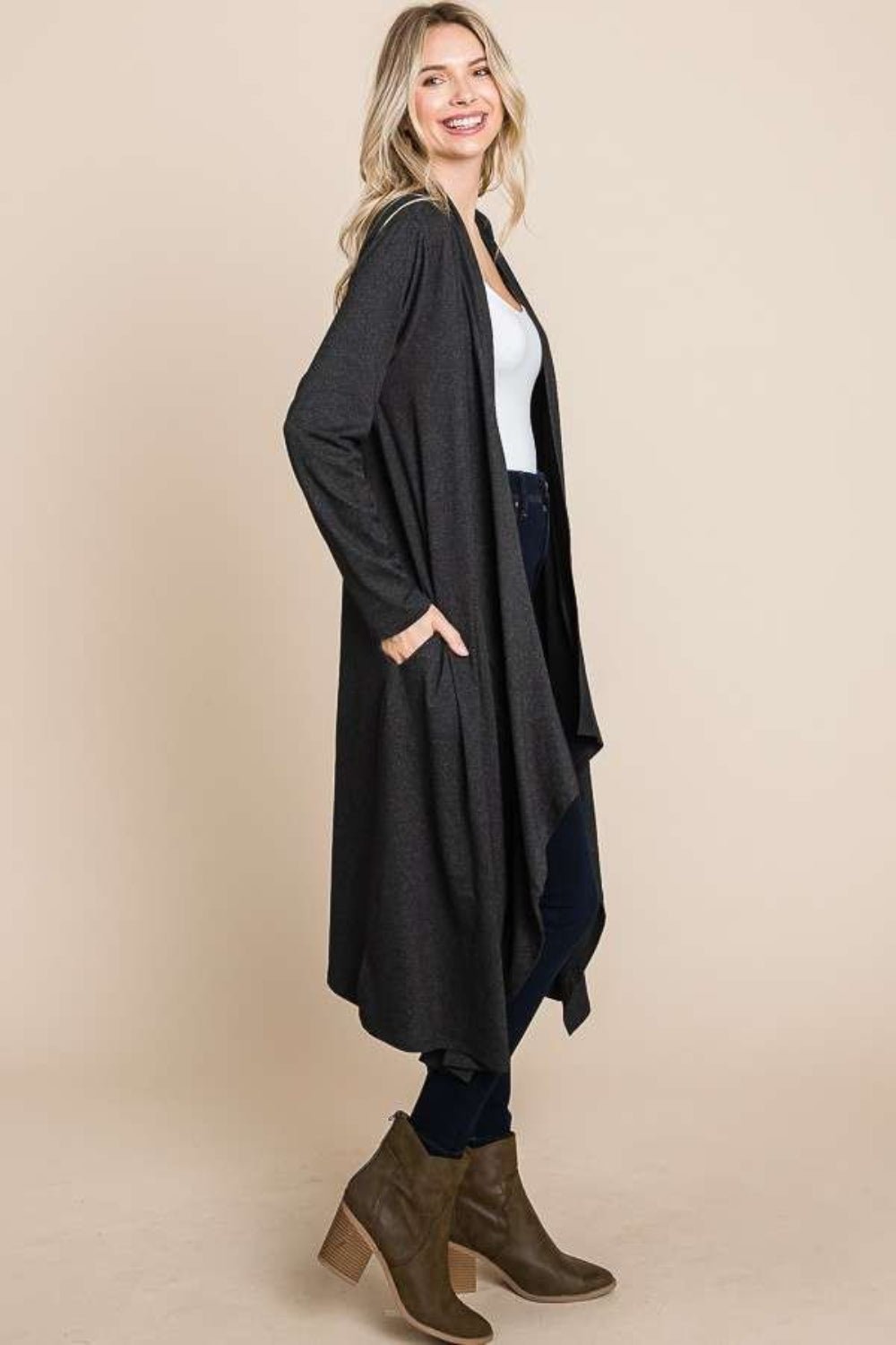 Culture Code Open Front Longline Cover Up with Pockets - Runway Regalia