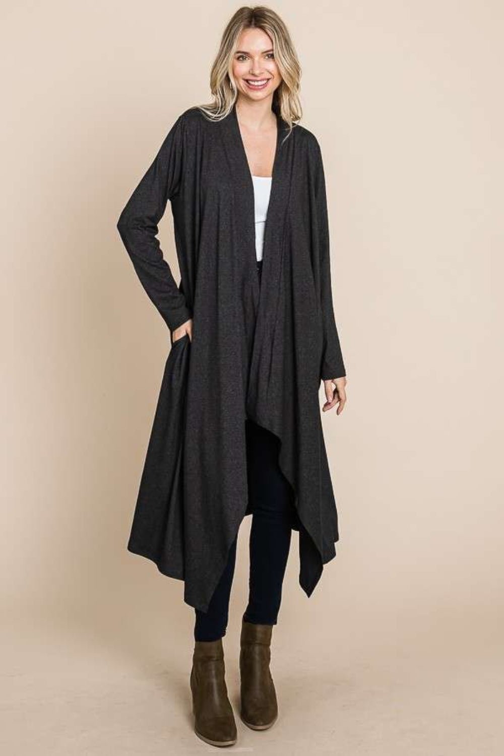 Culture Code Open Front Longline Cover Up with Pockets - Runway Regalia