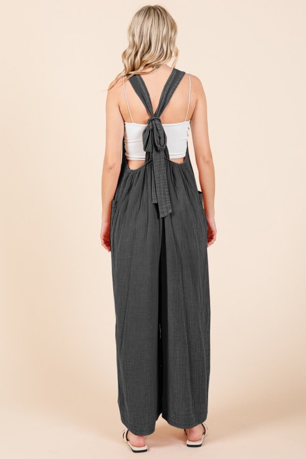 Culture Code Pocketed Sleeveless Wide Leg Overalls - Runway Regalia