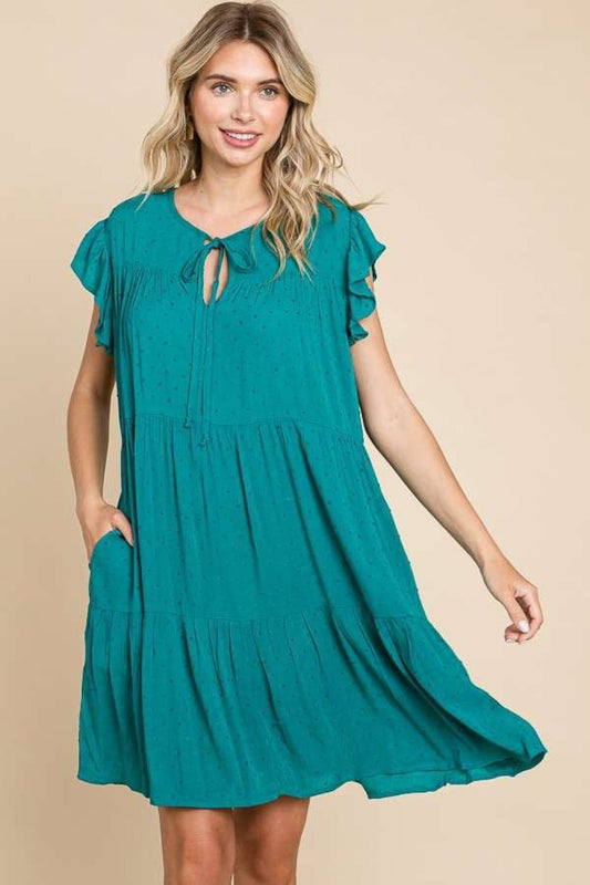 Culture Code Ruffle Cap Sleeve Tiered Dress - Runway Regalia