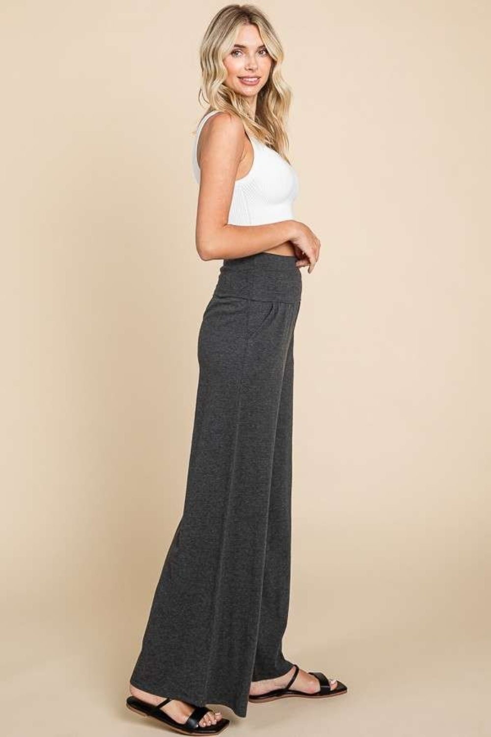 Culture Code Wide Waistband High Waist Wide Leg Pants - Runway Regalia