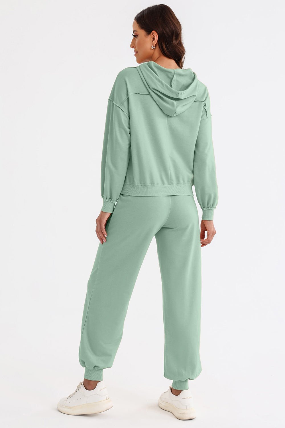 Cutout Drawstring Hoodie and Joggers Active Set - Runway Regalia