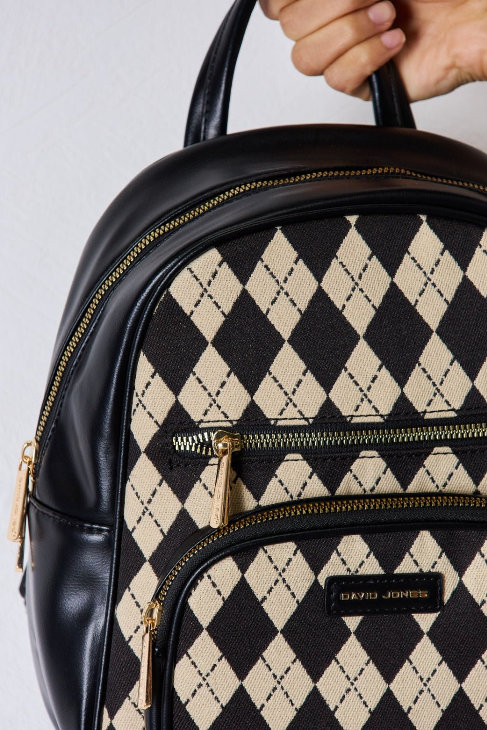 David Jones Argyle Pattern PU Leather Backpack - Runway Regalia