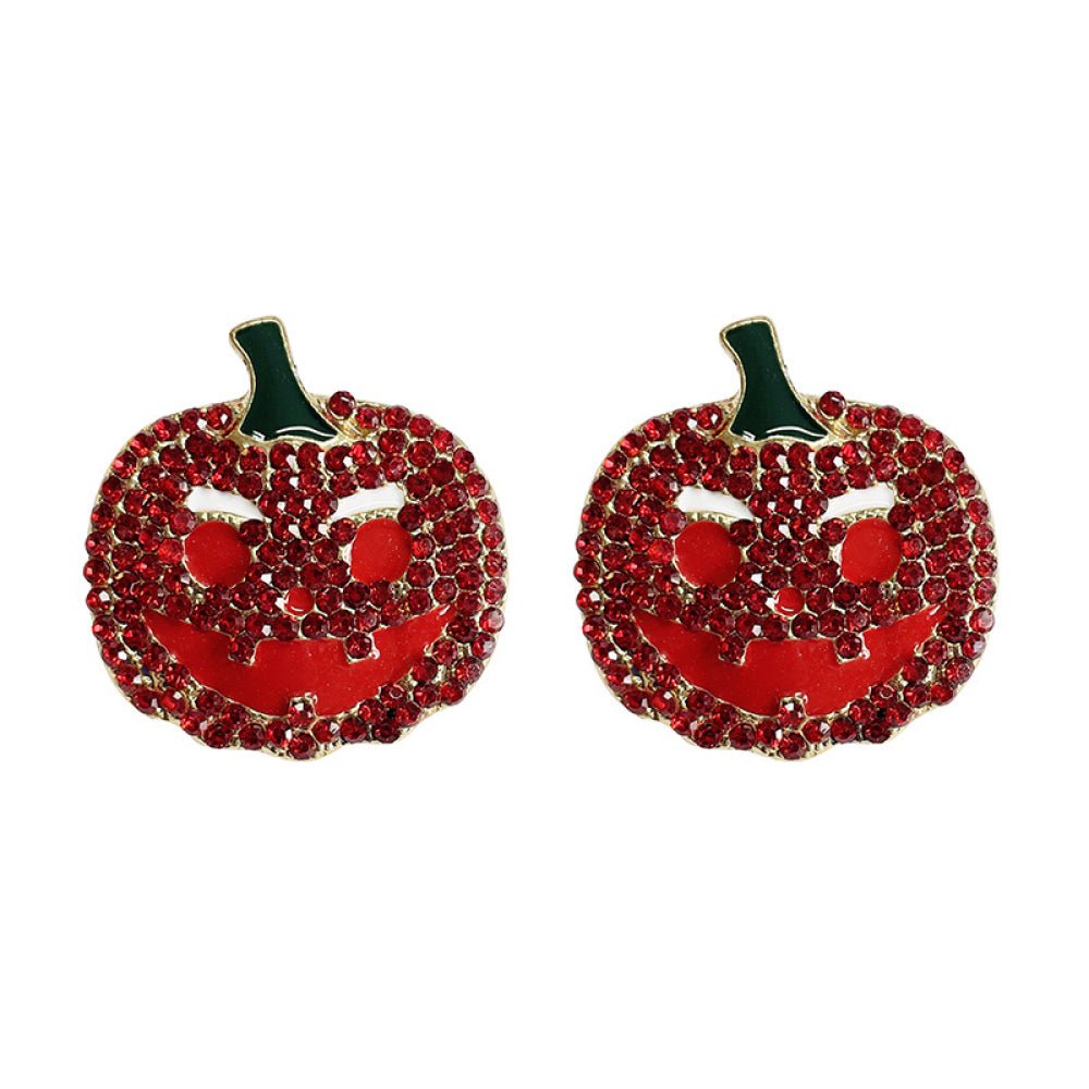 Demon Pumpkin Rhinestone Alloy Earrings - Runway Regalia