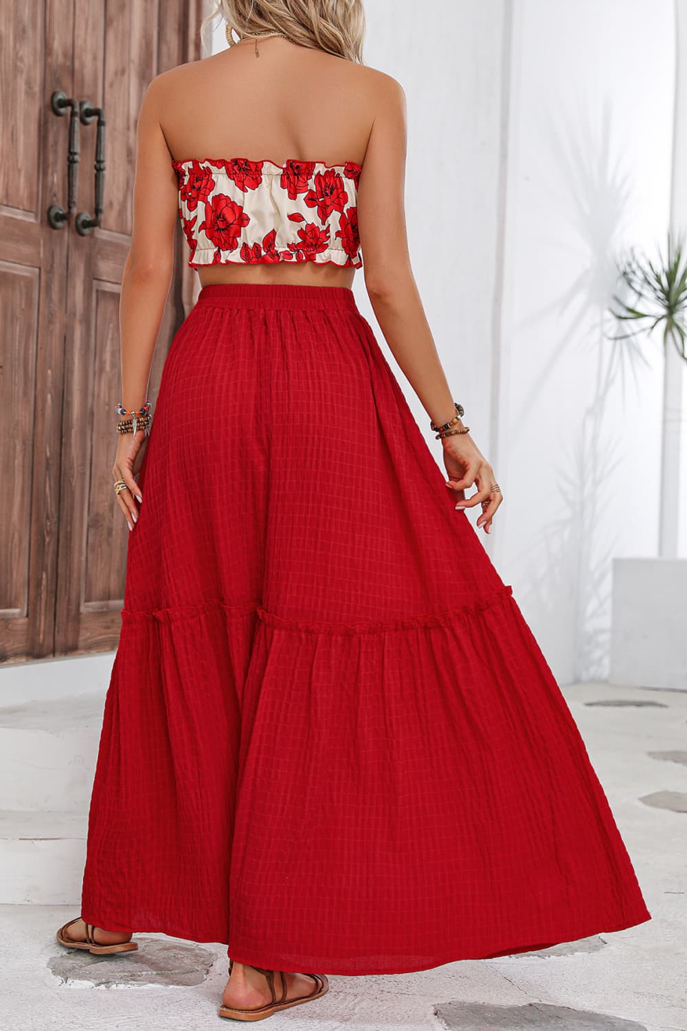 Honey Floral Tube Top and Maxi Skirt Set