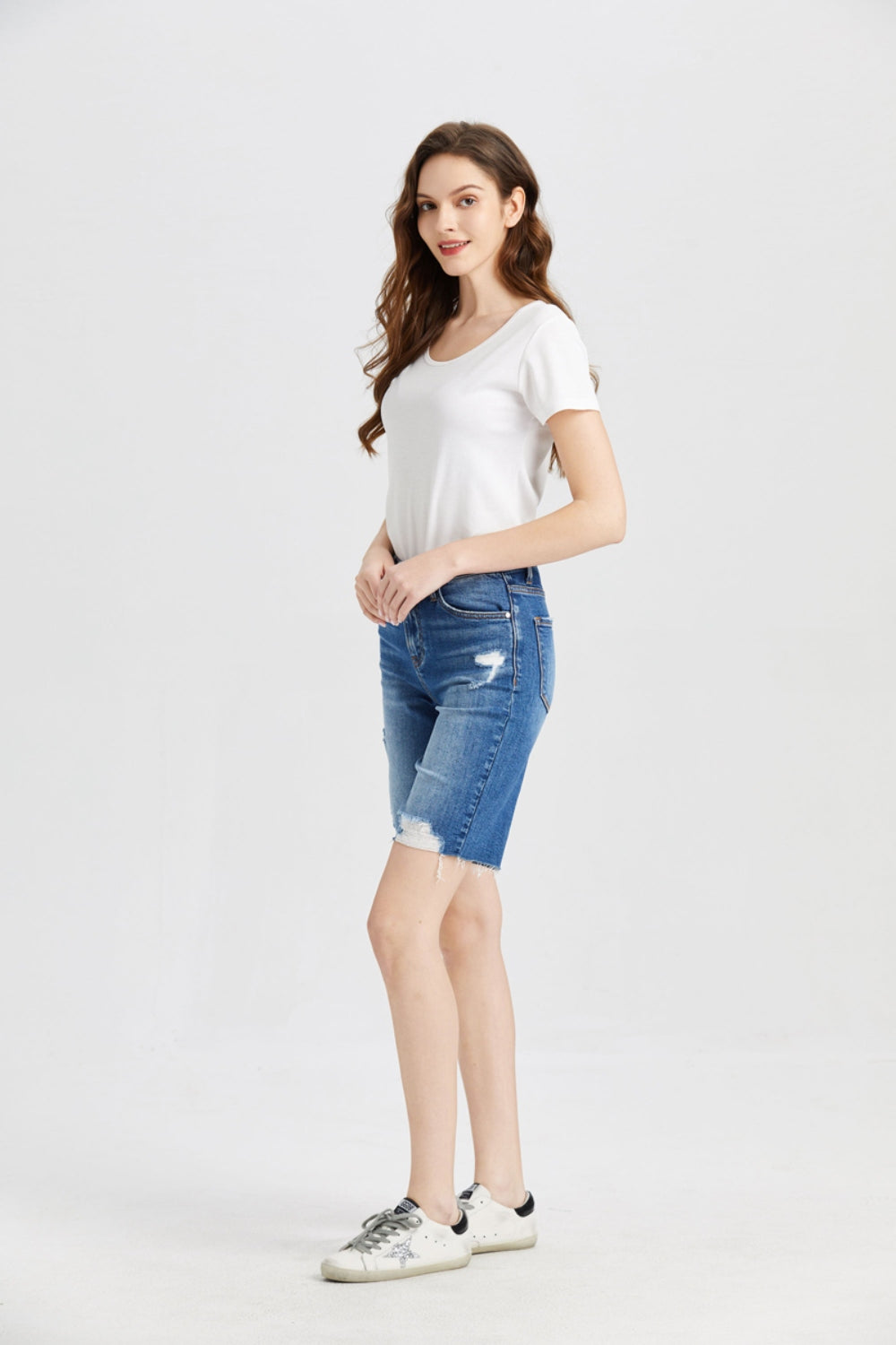 BAYEAS Full Size Super High Rise Denim Bermuda Shorts