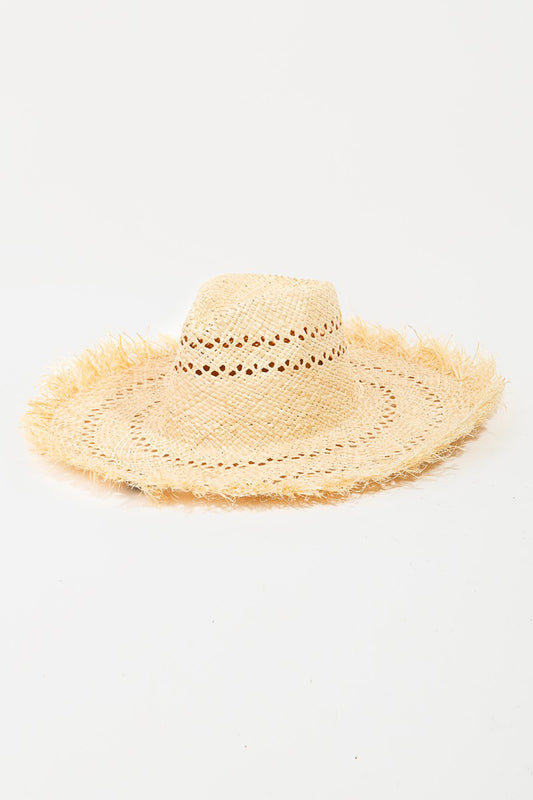 Fame Openwork Raw Hem Weave Hat