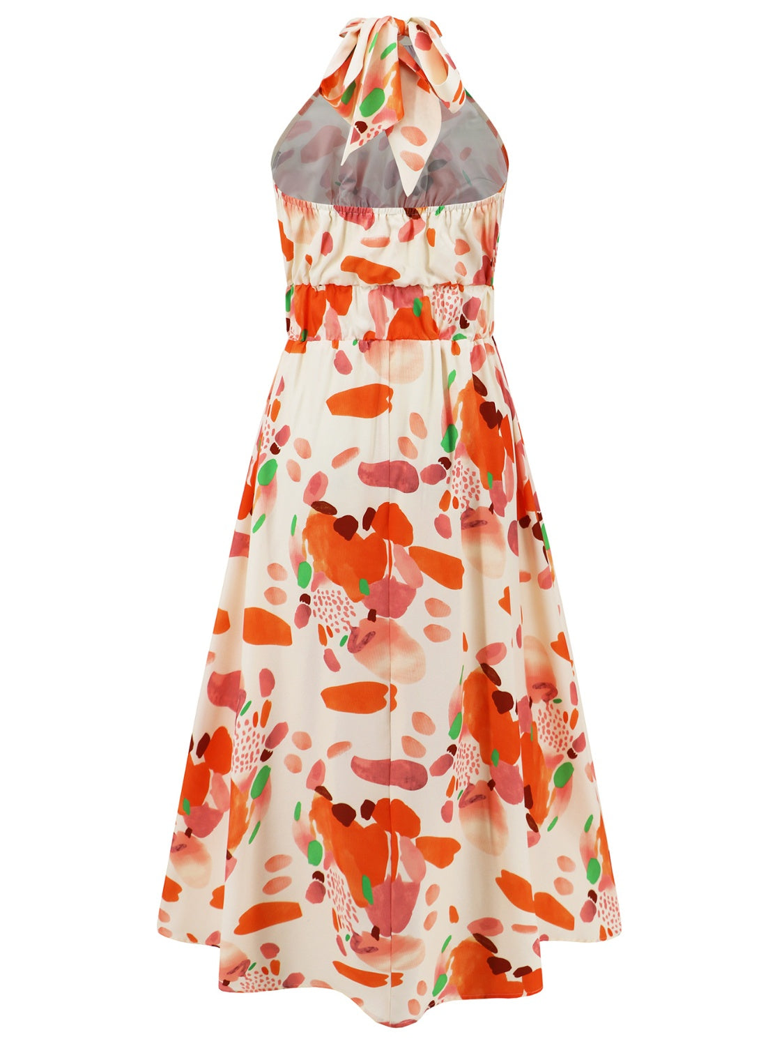 Ruched Printed Halter Neck Dress